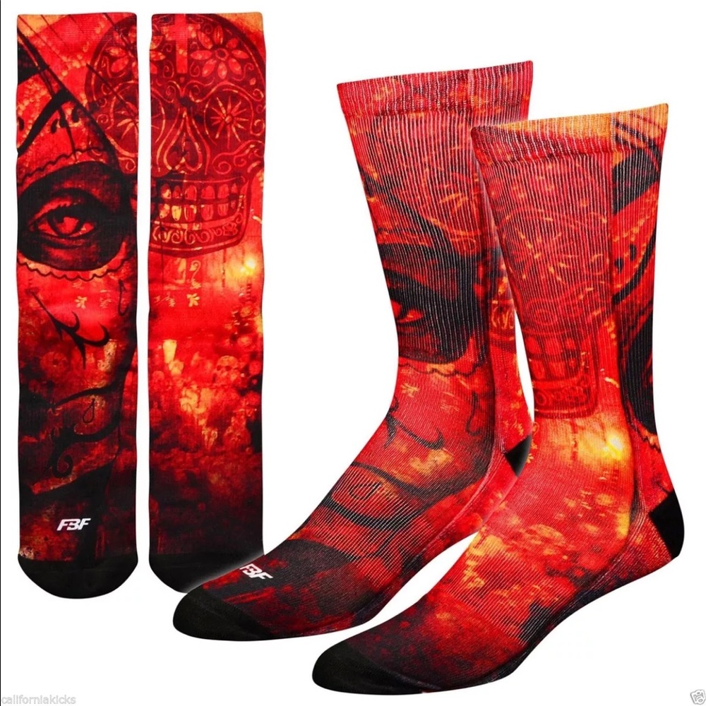 FBF Men's Day of The Dead Sublimated‎ Crew Socks